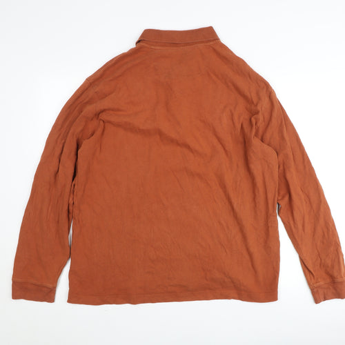 St. John's Bay Men's Brown Long Sleeve Cotton Polo Shirt Size L