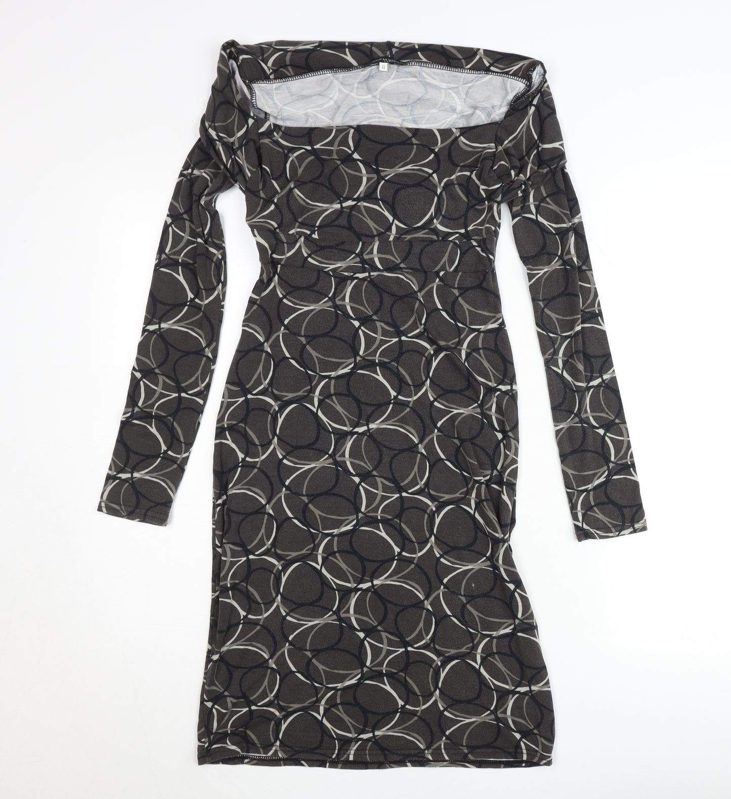 Le Group Women’s Black Geometric Bodycon Dress Size M Long Sleeve