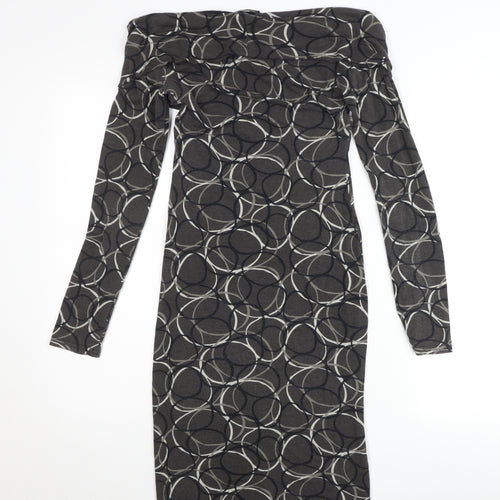 Le Group Women’s Black Geometric Bodycon Dress Size M Long Sleeve