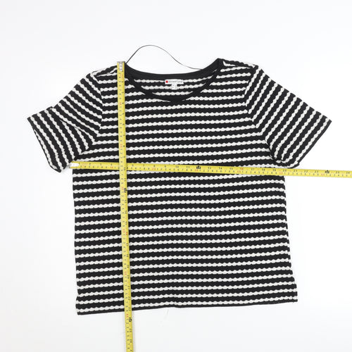 Street One Women’s Black White Striped Knit T-Shirt Size 12