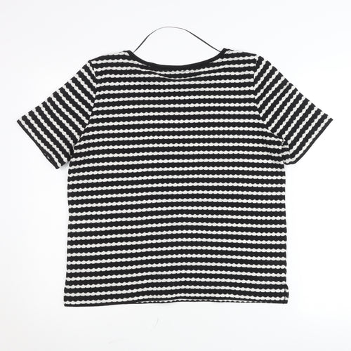 Street One Women’s Black White Striped Knit T-Shirt Size 12
