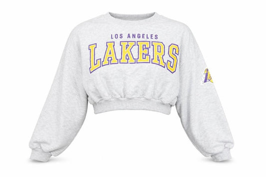 Front view of Primark NBA Women Grey Lakers jumper, size M, Crew Neck
