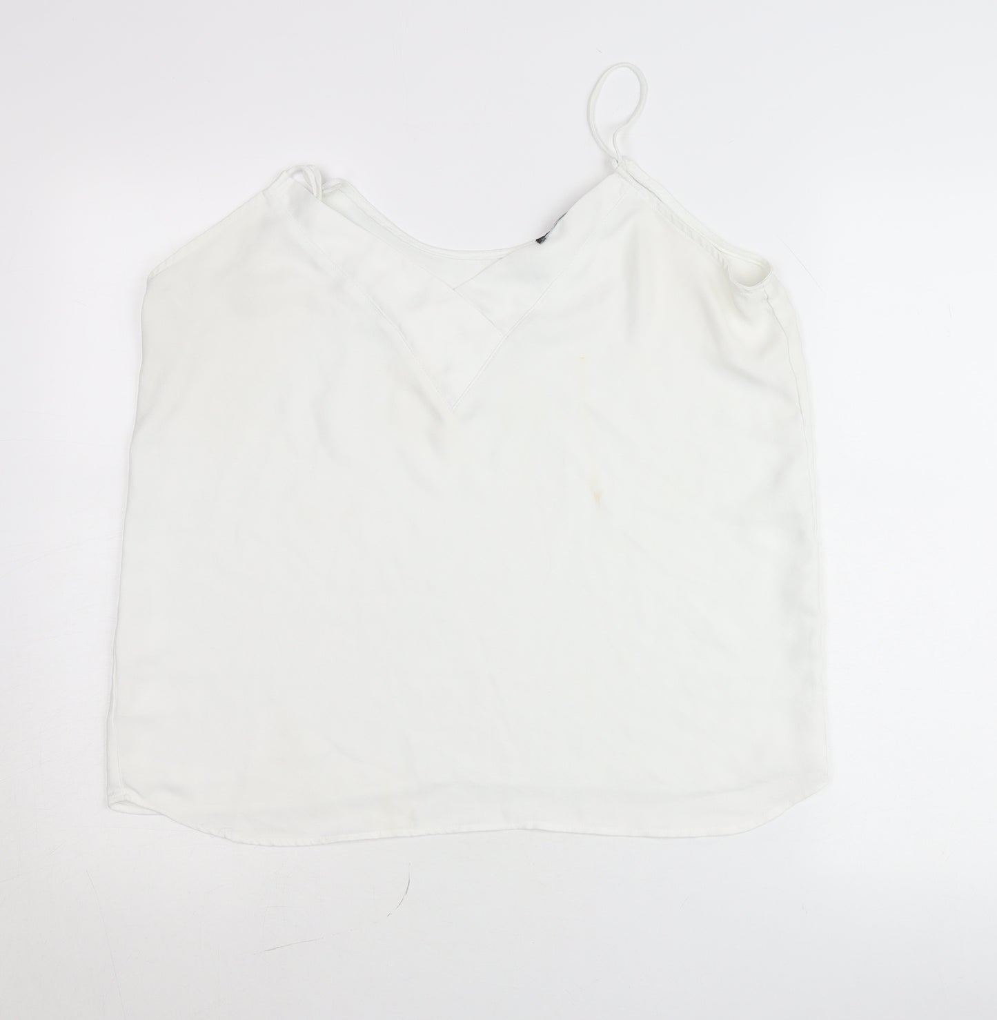 Mango Womens White L Camisole Tank Top Spaghetti Strap Summer