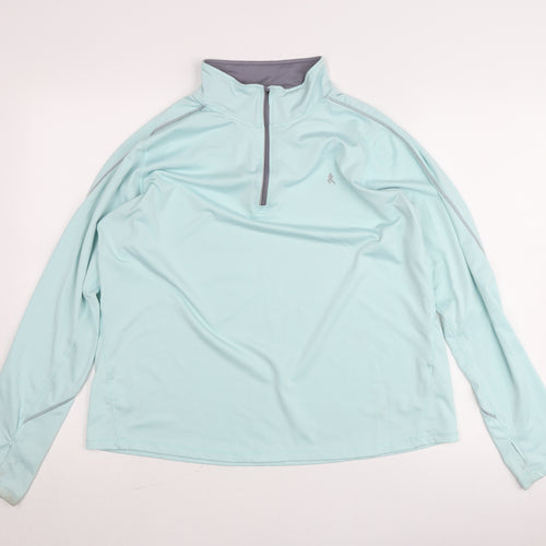 Work Out Womens Blue L Athletic Pullover Jumper 1/4 Zip Long Sleeve