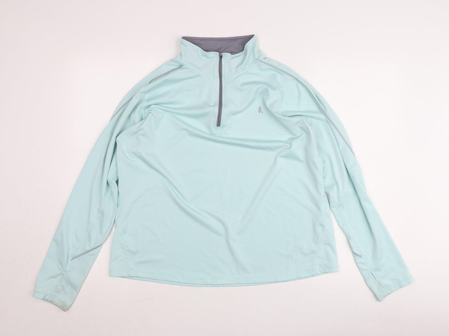 Work Out Womens Blue L Athletic Pullover Jumper 1/4 Zip Long Sleeve