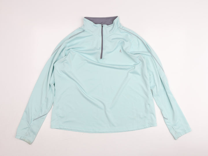 Work Out Womens Blue L Athletic Pullover Jumper 1/4 Zip Long Sleeve