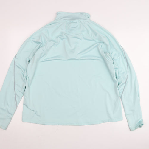 Work Out Womens Blue L Athletic Pullover Jumper 1/4 Zip Long Sleeve