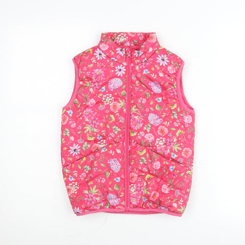 Name It Girls Pink Floral Padded Waistcoat Jacket 6 Years Polyester