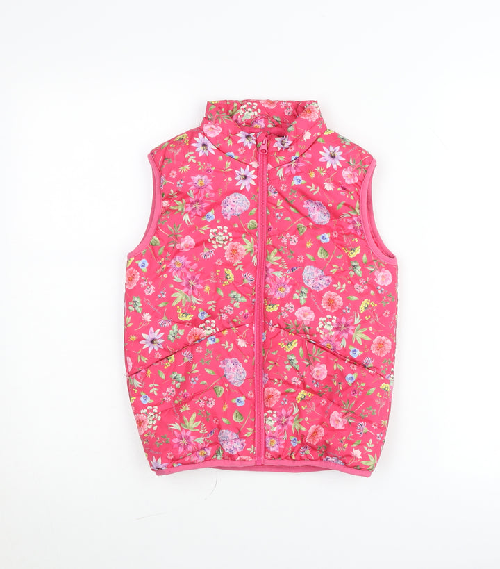 Name It Girls Pink Floral Padded Waistcoat Jacket 6 Years Polyester
