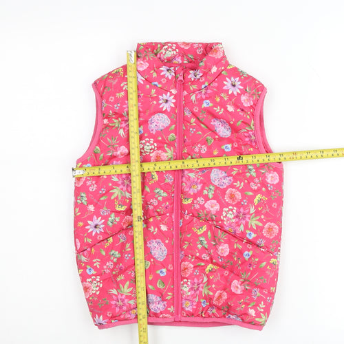 Name It Girls Pink Floral Padded Waistcoat Jacket 6 Years Polyester