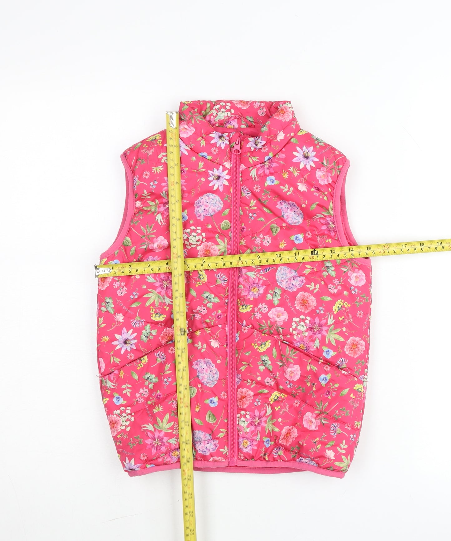 Name It Girls Pink Floral Padded Waistcoat Jacket 6 Years Polyester