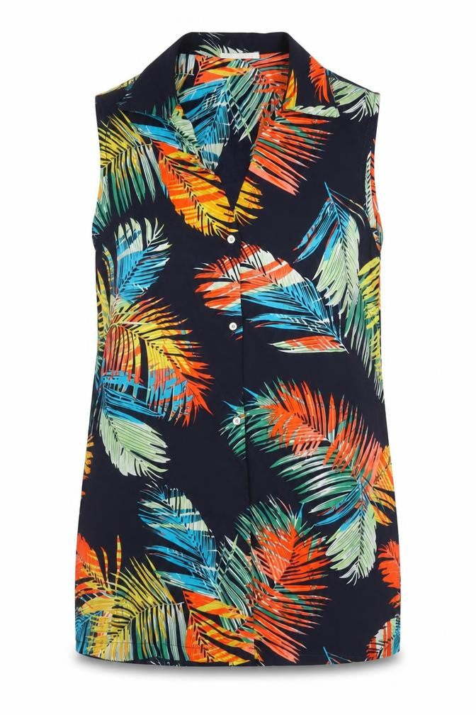 Front view of Just Elegance women’s multicoloured s sleeveless tunic blouse