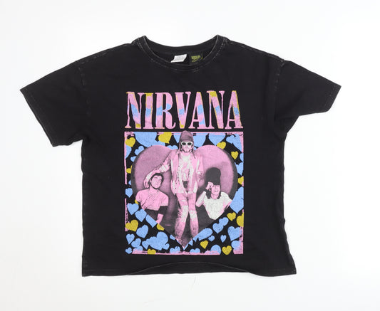 Zara Girls Black Nirvana Graphic Band T-Shirt 11-12 Years