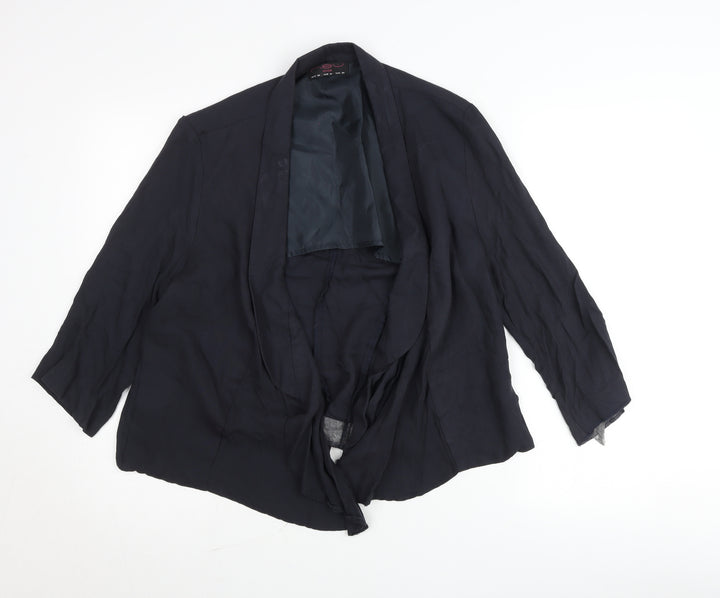 New Look Womens Black Cardigan Size 16 3/4 Sleeve Viscose