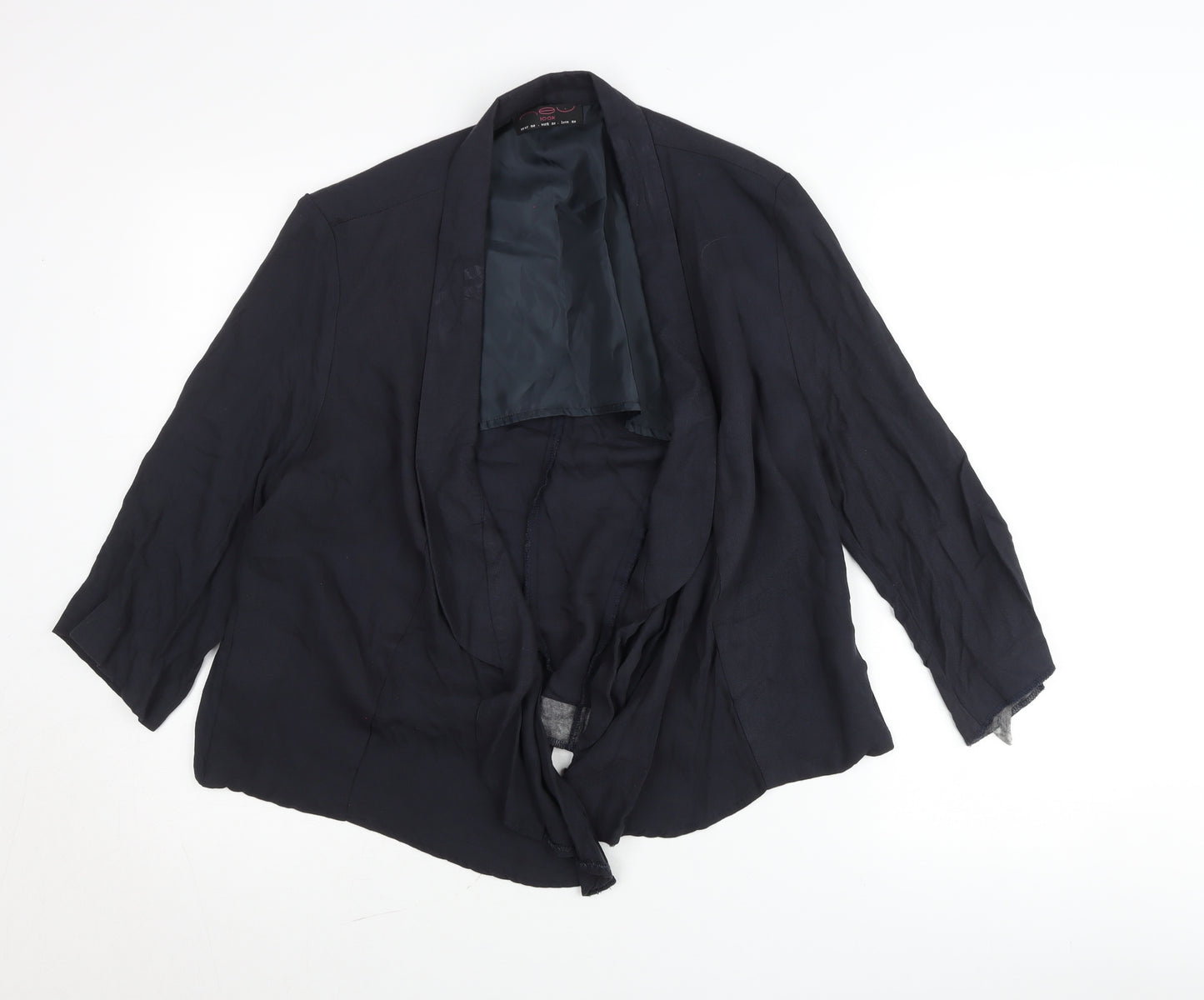 New Look Womens Black Cardigan Size 16 3/4 Sleeve Viscose