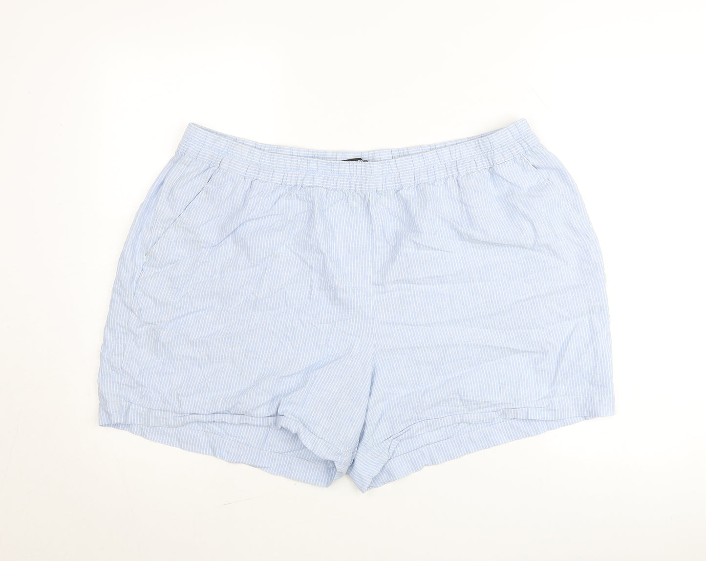 Dunnes Stores Women’s Blue Striped Cotton Casual Shorts XL