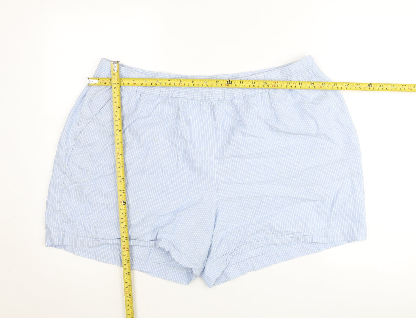 Dunnes Stores Women’s Blue Striped Cotton Casual Shorts XL