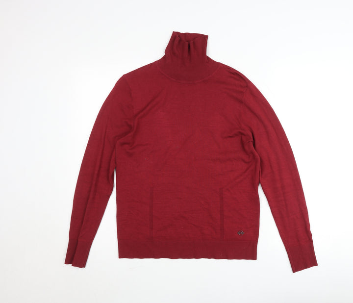 Bianca Women Red Roll Neck Long Sleeve Pullover Jumper Size 12