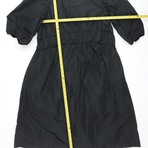 Carolyn Donnelly Womens Black Size 12 A-Line Ruched Puff Sleeve Dress