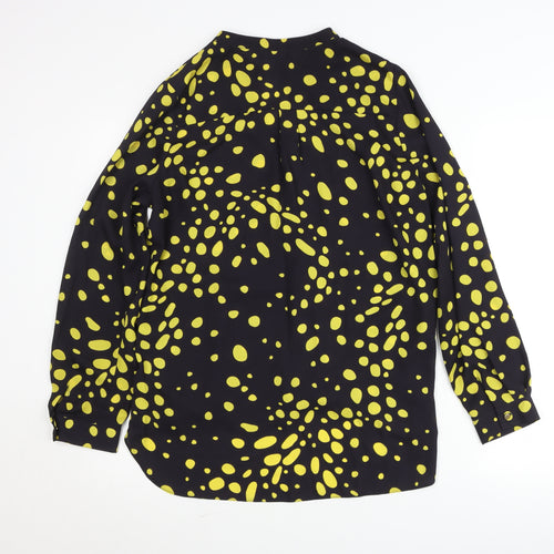 Paraphrase Women’s Black Yellow Polka Dot Blouse L 14 Tunic Long Sleeve