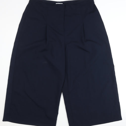 Warehouse Womens Blue Size 18 Cropped Wide-Leg Trousers