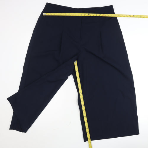 Warehouse Womens Blue Size 18 Cropped Wide-Leg Trousers