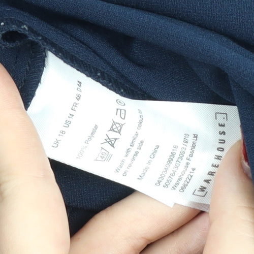 Warehouse Womens Blue Size 18 Cropped Wide-Leg Trousers