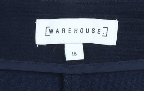 Warehouse Womens Blue Size 18 Cropped Wide-Leg Trousers