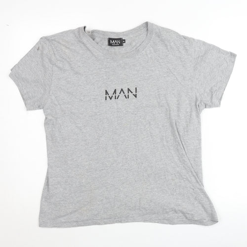 boohooMAN Men's Grey Crew Neck Short Sleeve T-Shirt Size M
