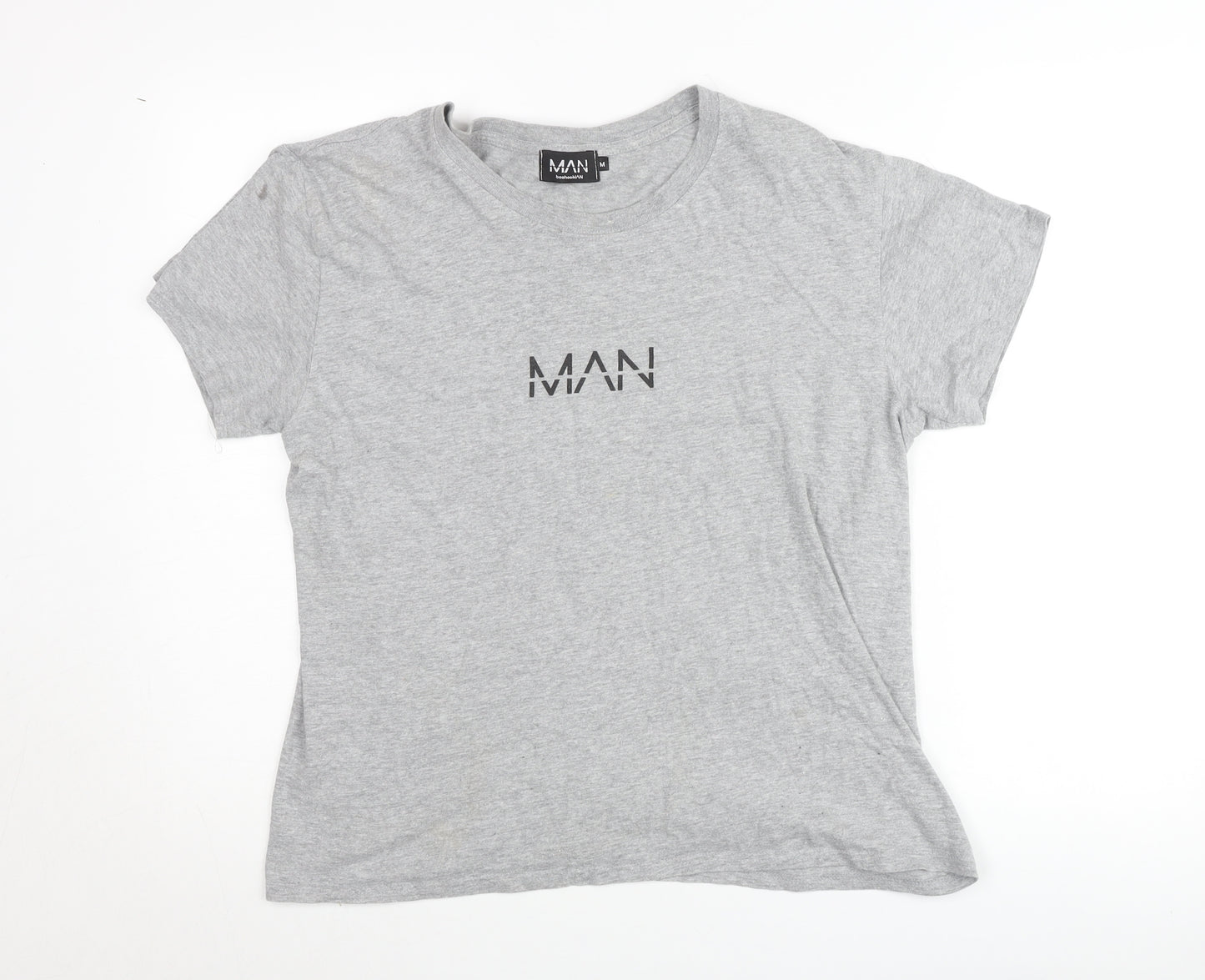 boohooMAN Men's Grey Crew Neck Short Sleeve T-Shirt Size M