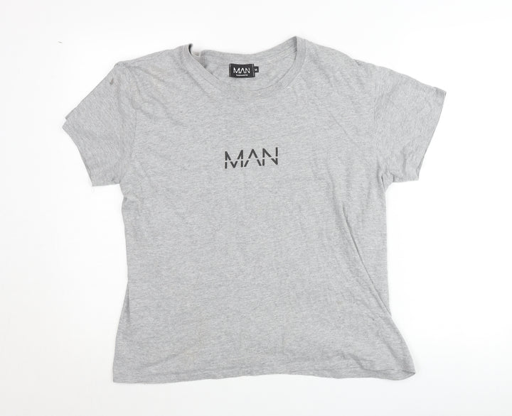 boohooMAN Men's Grey Crew Neck Short Sleeve T-Shirt Size M