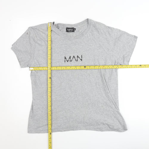 boohooMAN Men's Grey Crew Neck Short Sleeve T-Shirt Size M