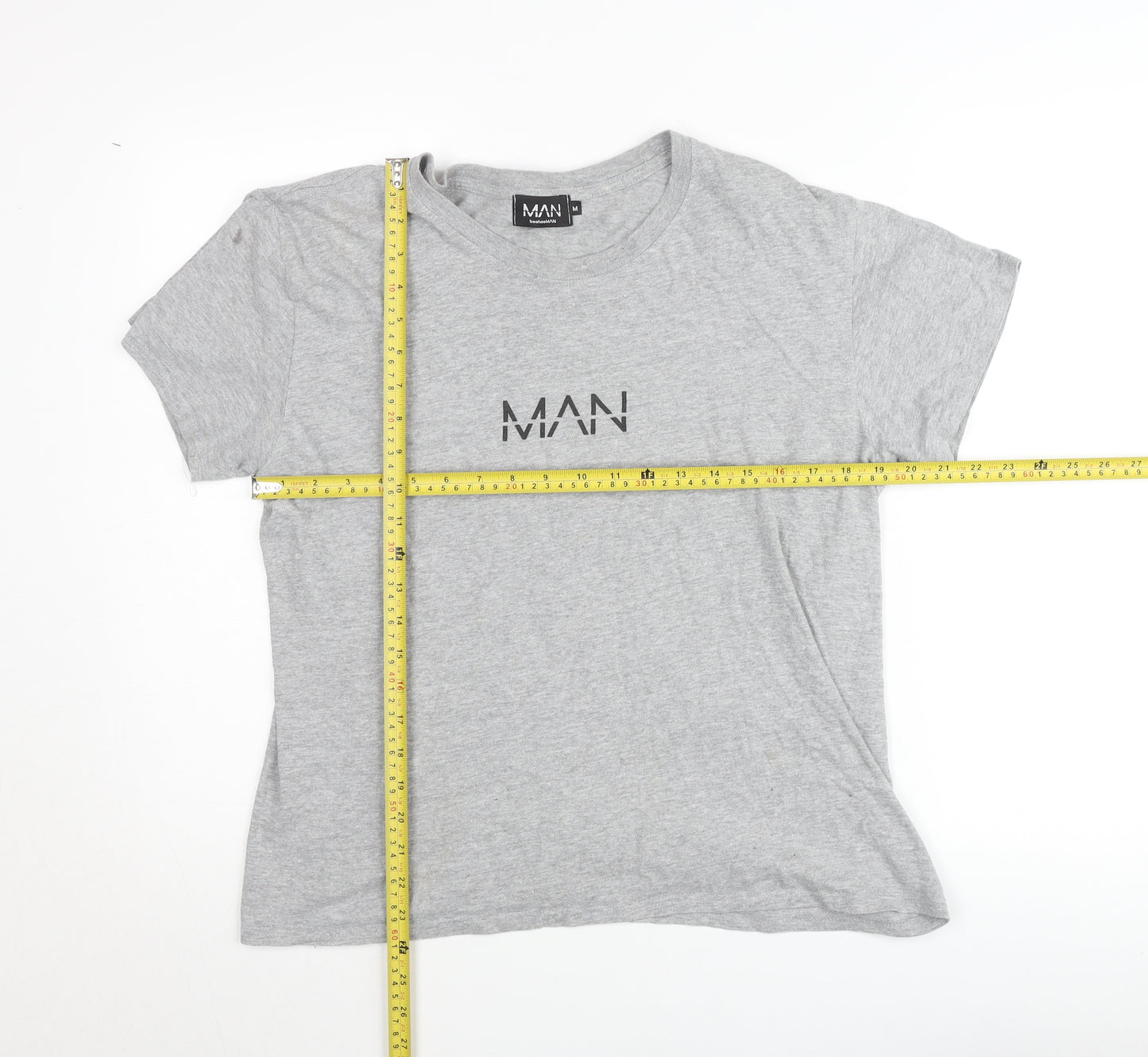 boohooMAN Men's Grey Crew Neck Short Sleeve T-Shirt Size M
