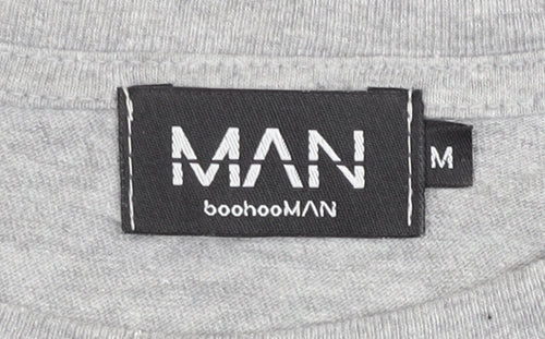 boohooMAN Men's Grey Crew Neck Short Sleeve T-Shirt Size M