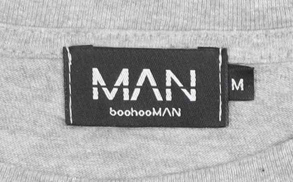 boohooMAN Men's Grey Crew Neck Short Sleeve T-Shirt Size M