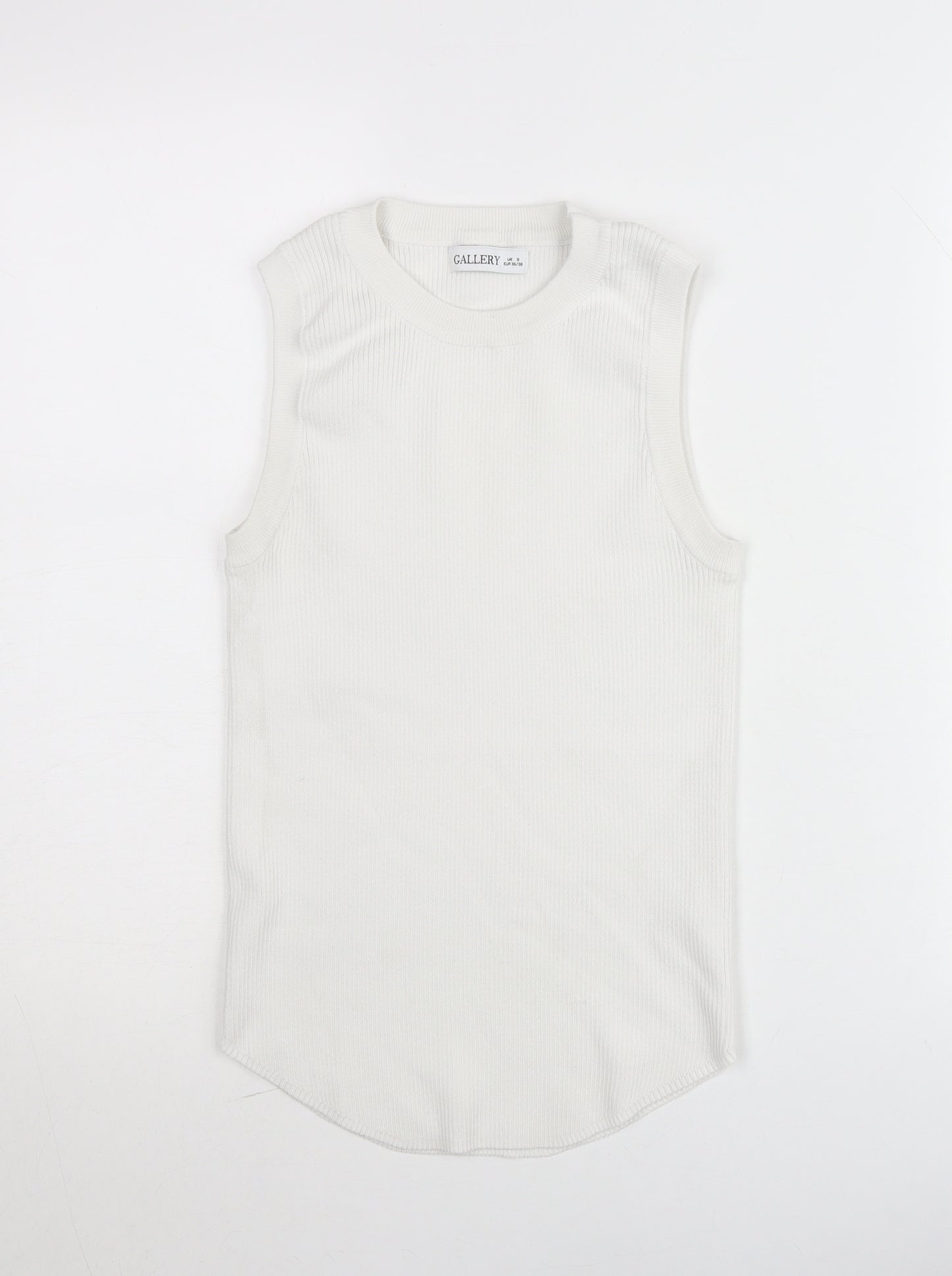 Gallery Women White Cotton Knit Tank Top Size S