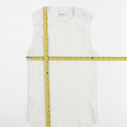 Gallery Women White Cotton Knit Tank Top Size S