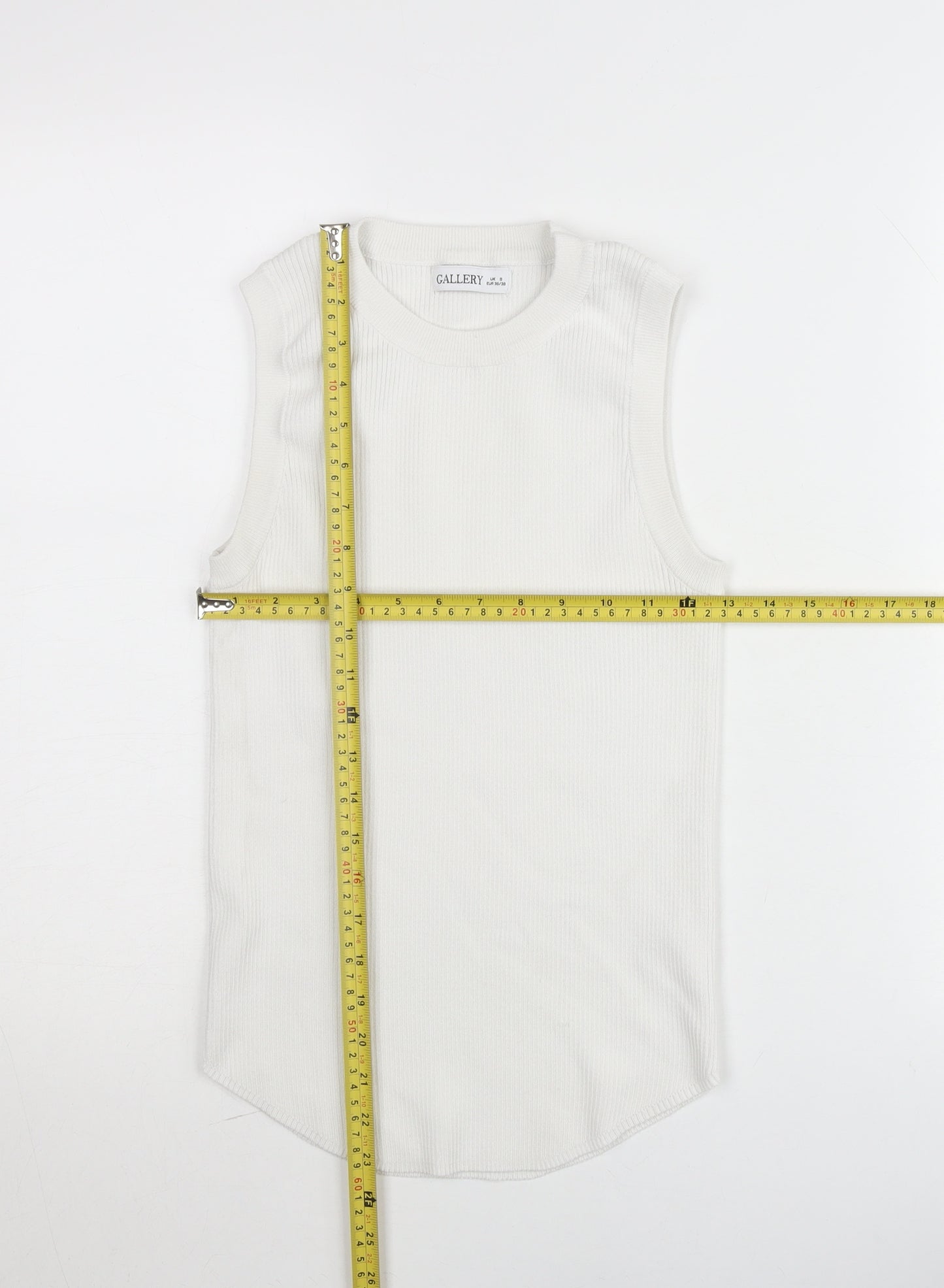 Gallery Women White Cotton Knit Tank Top Size S