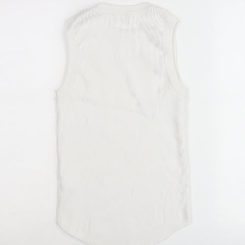 Gallery Women White Cotton Knit Tank Top Size S