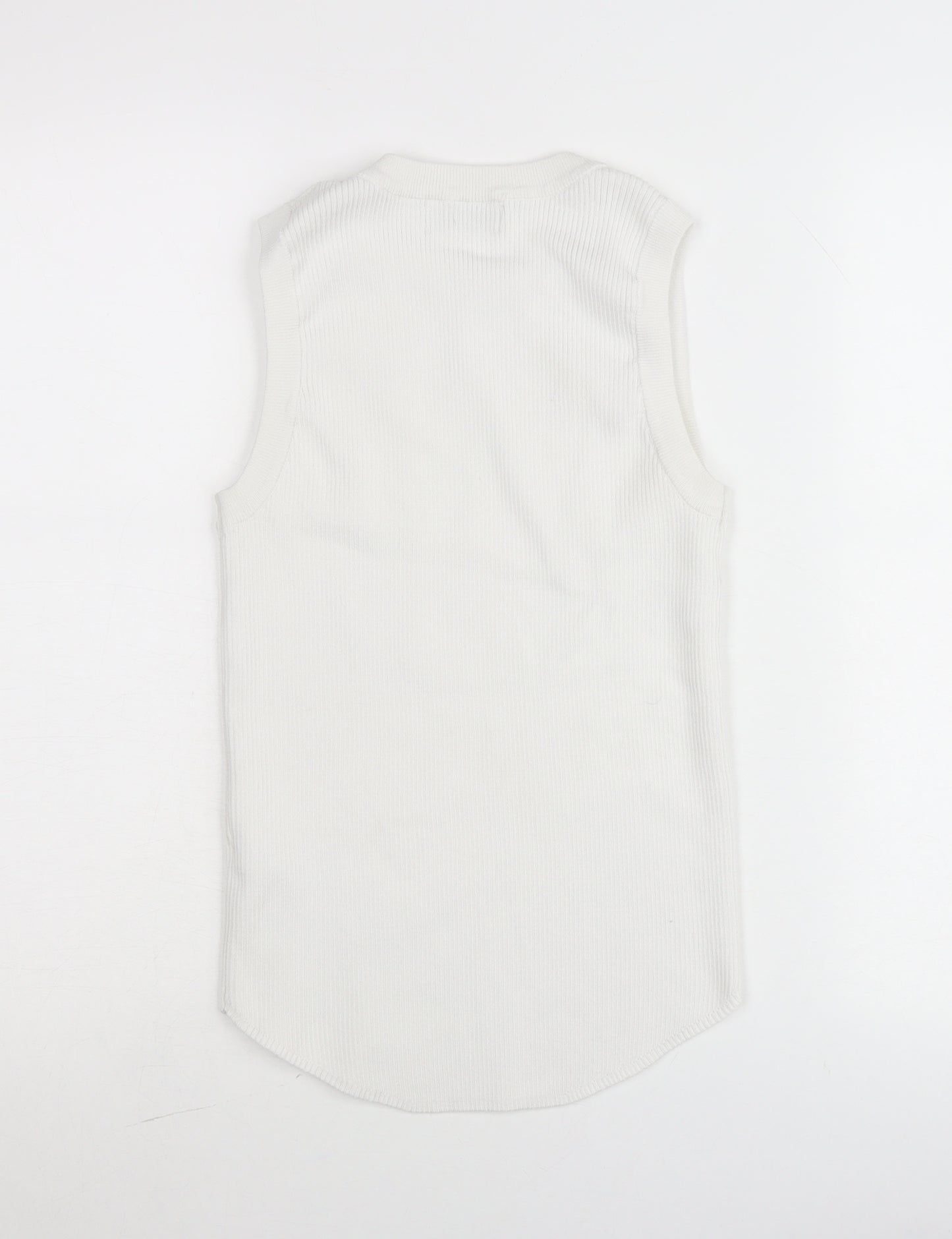 Gallery Women White Cotton Knit Tank Top Size S