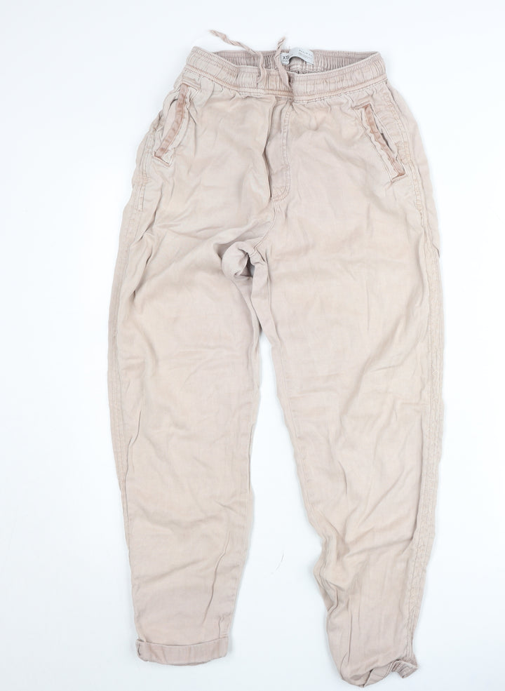 Primark Women’s Beige Tapered Jeans XS Relaxed Fit Elastic Waist
