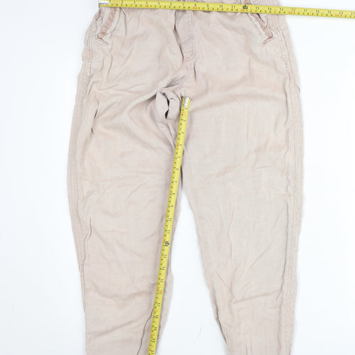 Primark Women’s Beige Tapered Jeans XS Relaxed Fit Elastic Waist