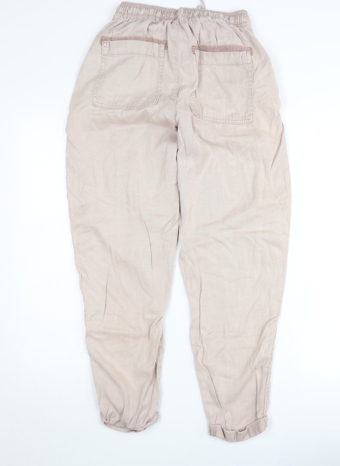 Primark Women’s Beige Tapered Jeans XS Relaxed Fit Elastic Waist