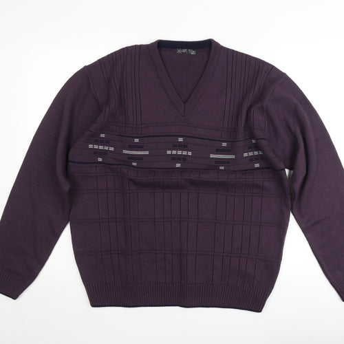Dunnes Men’s Purple Medium V-Neck Pullover Jumper Knit