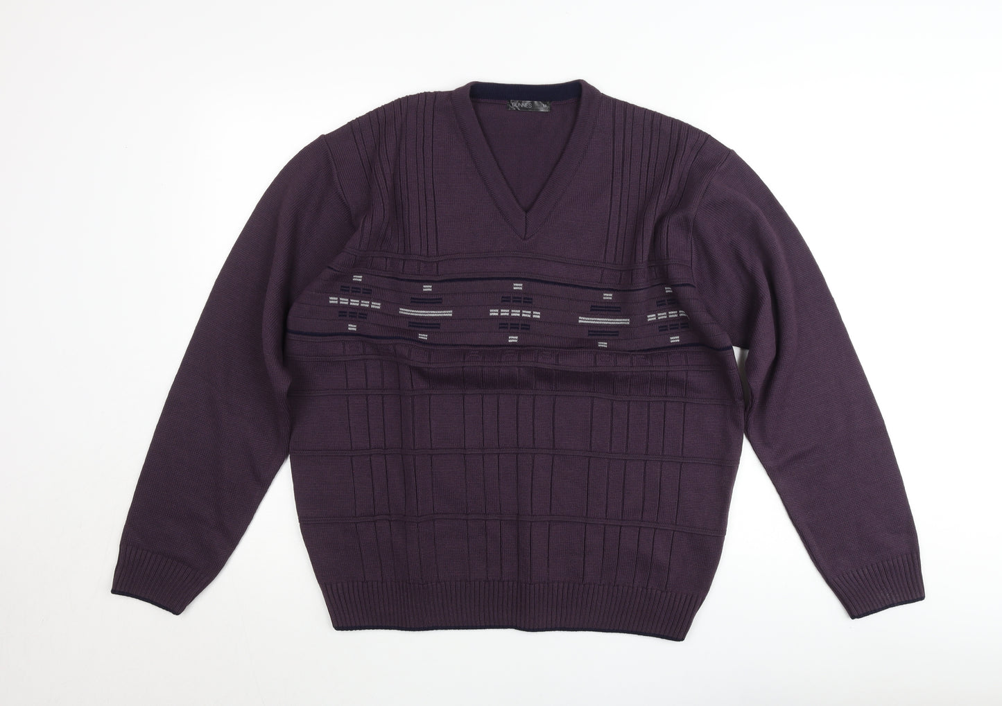 Dunnes Men’s Purple Medium V-Neck Pullover Jumper Knit