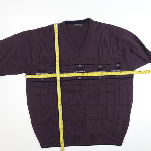 Dunnes Men’s Purple Medium V-Neck Pullover Jumper Knit