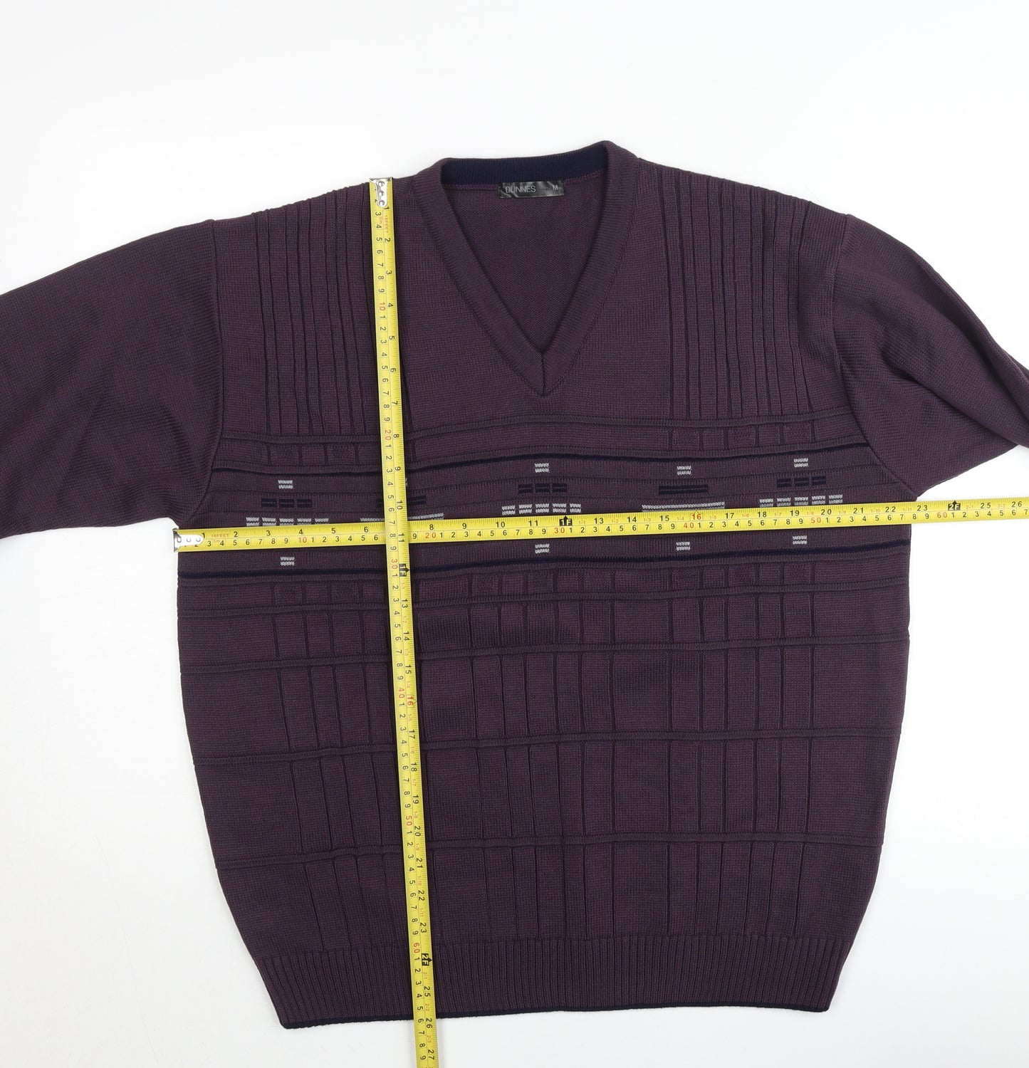 Dunnes Men’s Purple Medium V-Neck Pullover Jumper Knit
