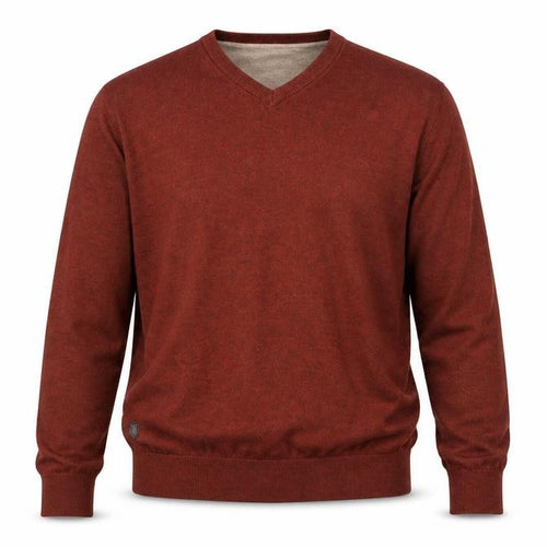 6th Sense Men’s Brown Wool Cotton V-Neck Jumper XL Classic Knit