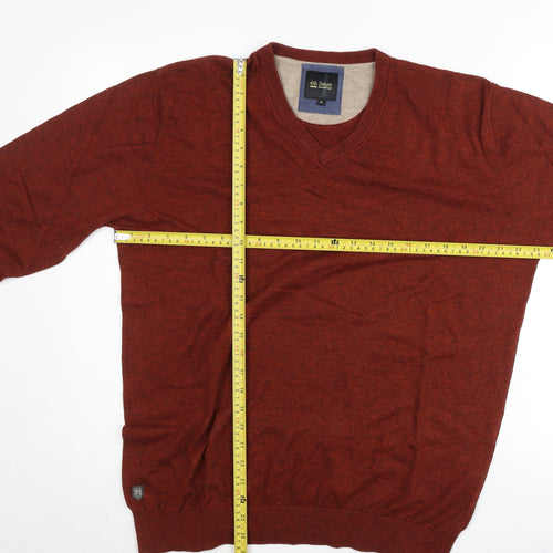 6th Sense Men’s Brown Wool Cotton V-Neck Jumper XL Classic Knit
