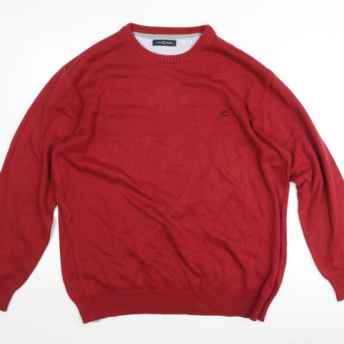 Casa Moda Men's Red XL Pullover Jumper Knit Cotton Crew Neck